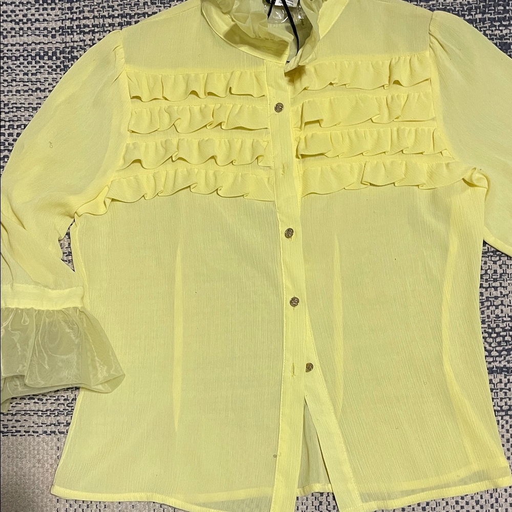Yellow Ruffle Long Sleeve Top
